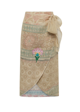 Linen Bloom Midi Wrap Skirt