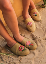 Coral Raffia Sandals