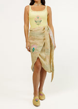 Linen Bloom Midi Wrap Skirt