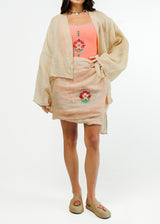 Linen Coral Wrap Skirt