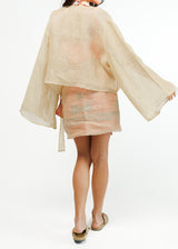 Linen Coral Wrap Skirt