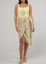 Linen Bloom Midi Wrap Skirt
